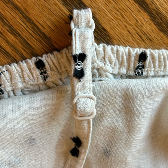 Chic Sim & Sam Cream Cotton/Linen Dress Black Design and Tiered Skirt Size L - Picture 9 of 11